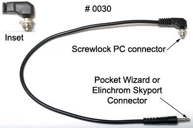 Screwlock PC to Pocket Wizard, CyberSync or Elinchrom Skyport