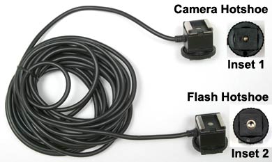 Camera Hotshoe Adapter with 5 Meter Cord and Flash Hotshoe Adapter