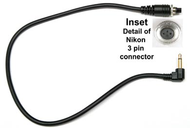 Nikon 3 Pin to Miniphone Mono - 35cm - For Pocket Wizard, Skyport, and CyberSync