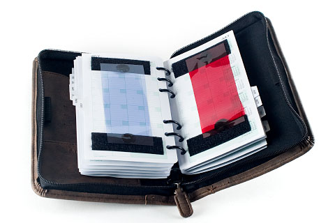 day planner with stored gels and velcro strips