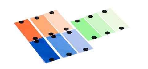 Velcro dots on the ends of all the color correction gels