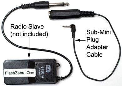 Sunpak 383 (and other flash units) to Inexpensive Radio Slave with 1⁄4" Phone Plug Adapter Cable