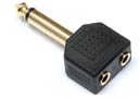Adapter - Mono Phone Plug (1 ⁄ 4" - 6.3mm) to Two Mono Miniphone Jacks (female - 3.5mm - 1 ⁄ 8")